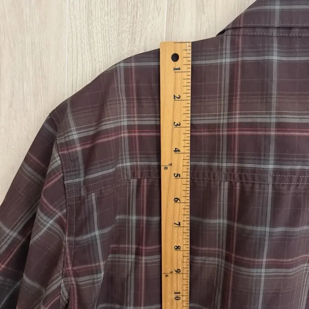 Kuhl Shirt Mens Large Plaid Brown Eluxur Button Up Short Sleeve Outdoor Hiking - Picture 10 of 13